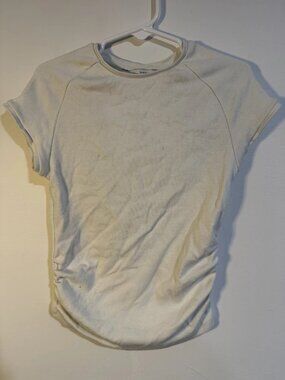 Bershka Girls Beige Ruched Short Sleeve Top Sz 10